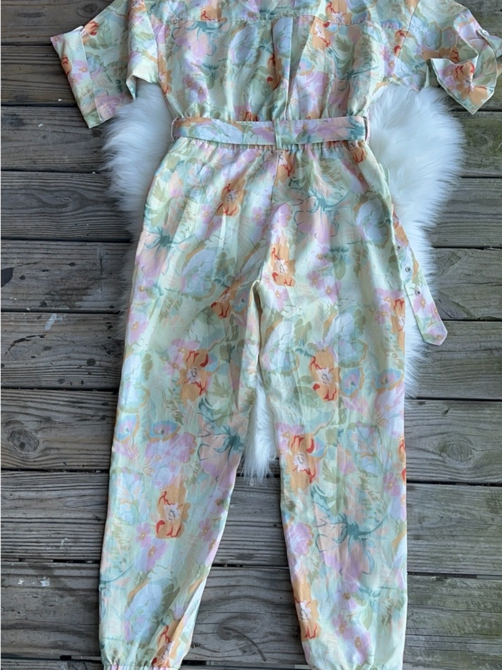 Lena Pastel Floral pants Jumpsuit with Belt - Picture 11 of 12
